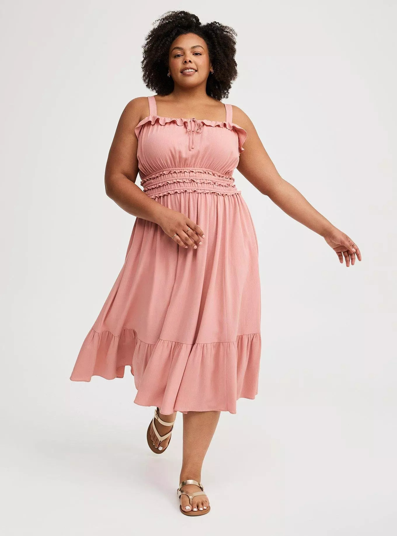 Shirred Bodice Midi Dress | Torrid (US & Canada)