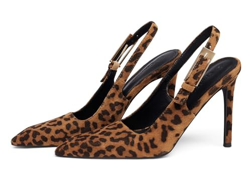 Coutgo Women's Slingback High Heels Pointed Toe Stilettos Metal Buckle Dress Party Pump Shoes, Leopard, Size 9.5 | Amazon (US)