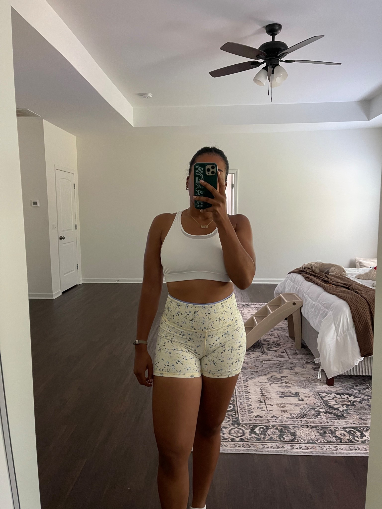 Fabletics Powerhold butter yellow shorts in 4 inch inseam. 

#LTKActive #LTKMidsize