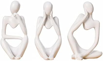 FPKOMD 3 Piece The Thinker Statue Abstract Sculpture Bookshelf Decor White Resin Thinker Sculptur... | Amazon (US)