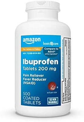 Amazon Basic Care Ibuprofen Tablets 200 mg, Pain Reliever/Fever Reducer (NSAID), 500 Count | Amazon (US)