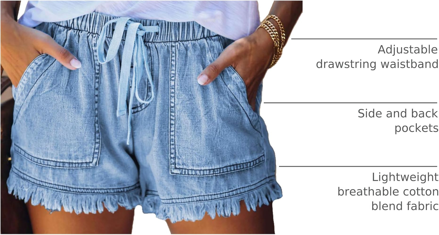 YOCUR Womens Lightweight Shorts Casual Baggy Trendy Hot Pants Elastic Waist Drawstring Comfy Shor... | Amazon (US)