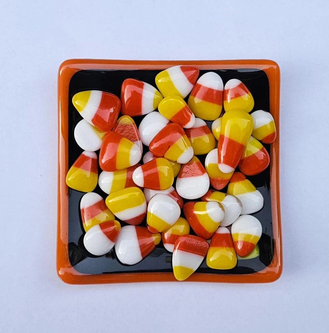 35 Fused Glass Candy Corn Pieces Halloween Fake Candy Decoration FREE SHIPPING - Etsy | Etsy (US)