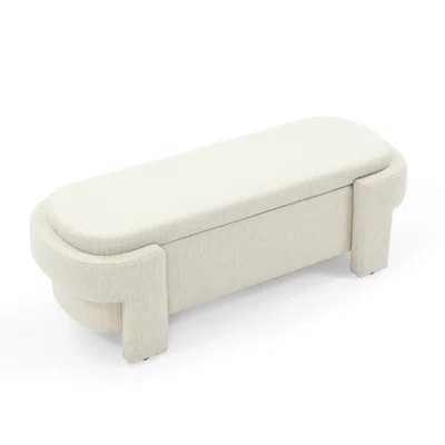 Contemporary Beige Linen Upholstered Bench With Versatile Storage Generous Options - Bedroom | Wayfair North America