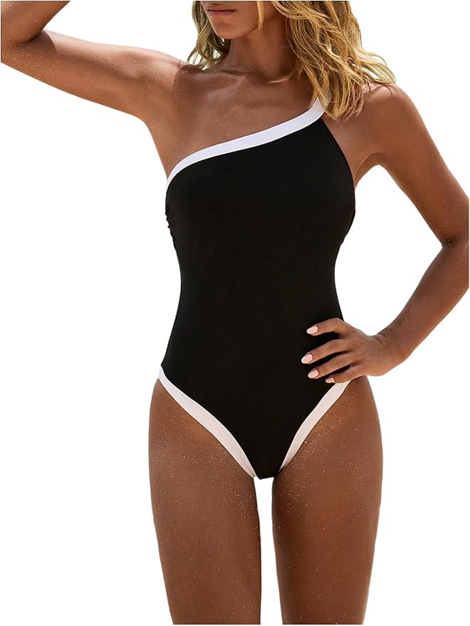 GORGLITTER Women's One Shoulder Monokini One Piece Swimsuit Modest Cheeky Tummy Control Swim Suit... | Amazon (US)