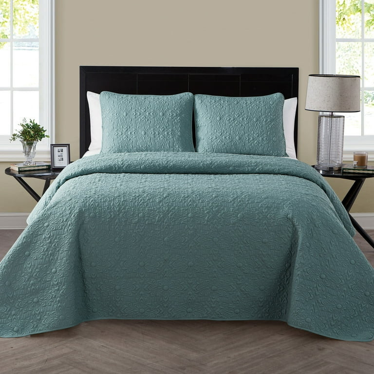 VCNY Home Caroline 3-Piece Sage Floral Quilt Set, King, Adult, Unisex | Walmart (US)