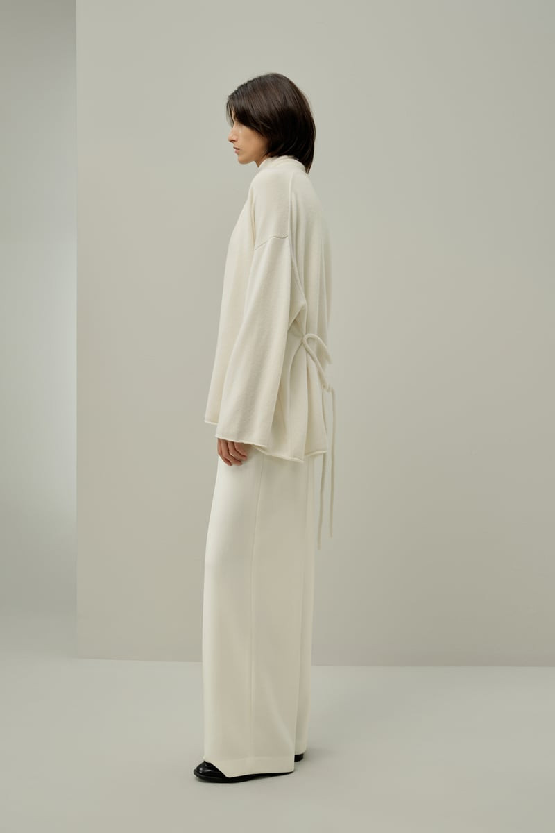 LILYSILK Women's Pure Mongolian Cashmere Oversized Lounge Wrap Cardigan White M | LILYSILK