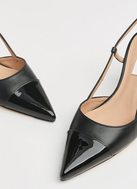 Hally Black Leather Toe Cap Slingbacks | L.K. Bennett (UK)