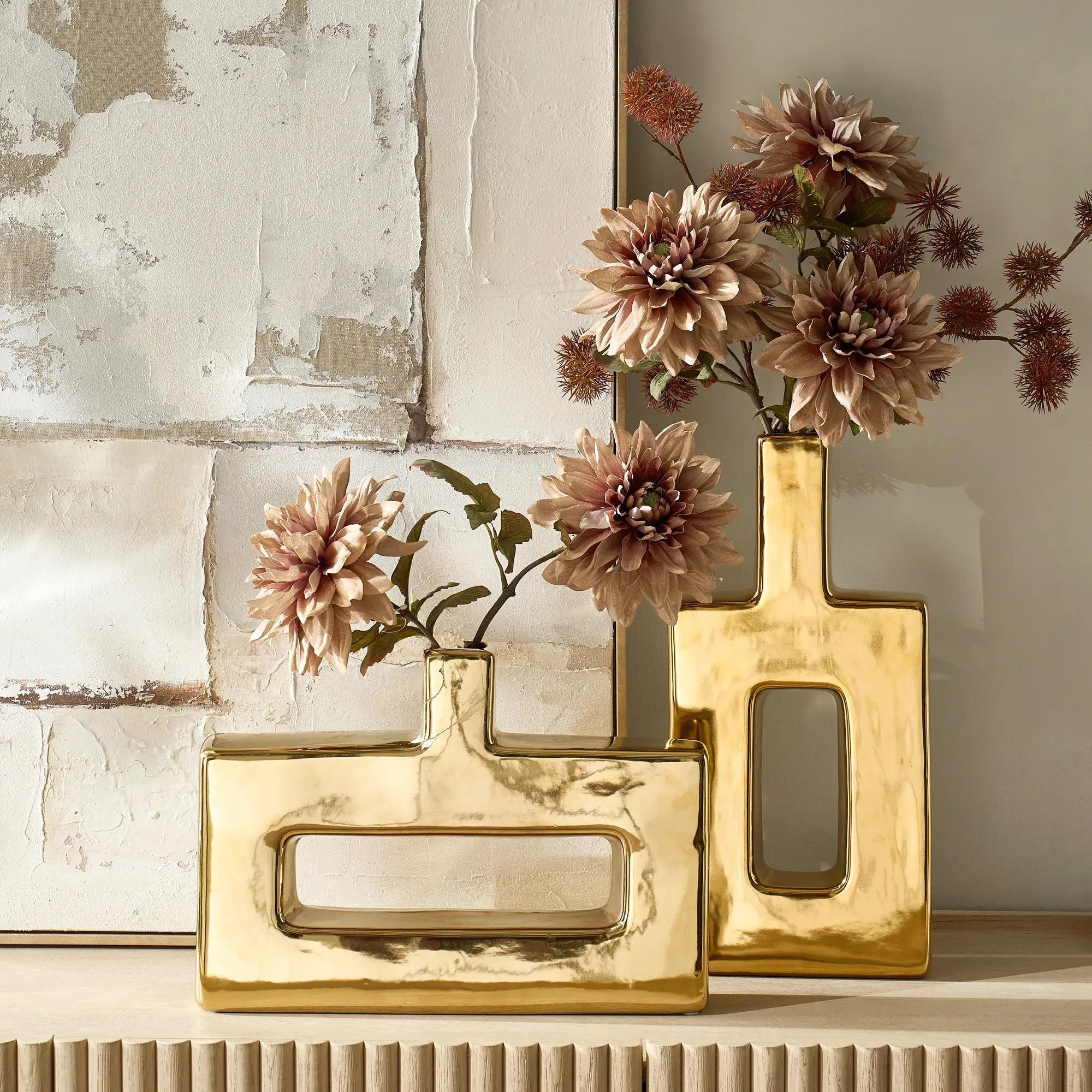 Miami Vase | Gold | Décor Vase | Z Gallerie | Short 16.5"W x 11.75"H | Ceramic | Z Gallerie