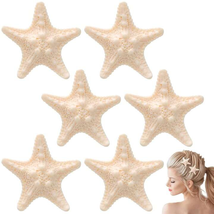 6pcs Starfish Design Resin Beach Hair Clip Set, Including Mermaid Headband & Crocodile Clip, Suit... | SHEIN