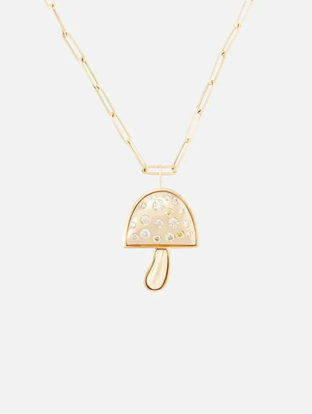 Large Champagne Diamond Mushroom Necklace | elysewalker
