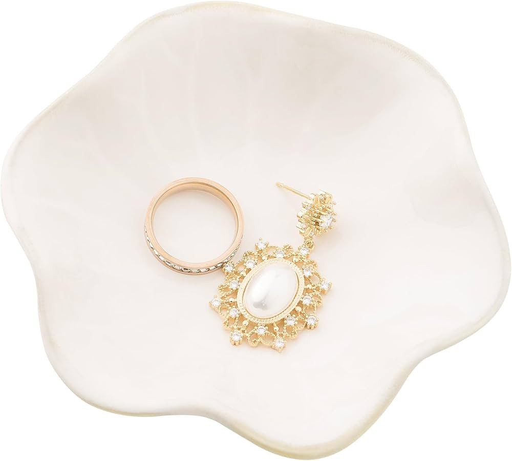 Ceramic Ring Dish, Jewelry Dish Holder, Small Trinket Tray Plate for Earrings Rings Necklaces Key... | Amazon (US)