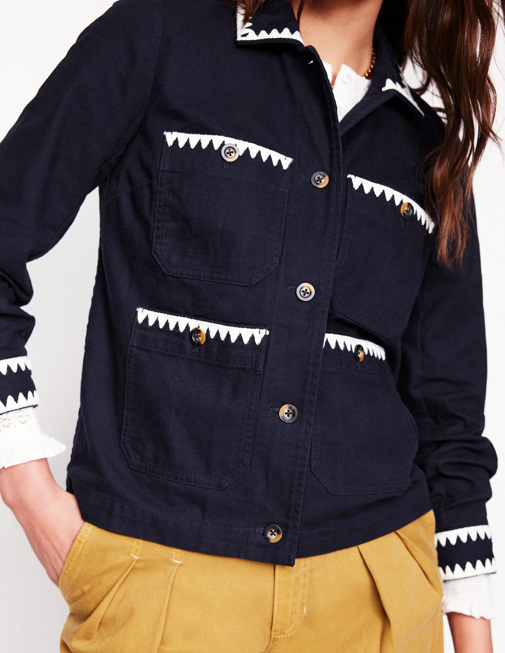 Embroidered Utility Jacket-Navy | Boden (US)