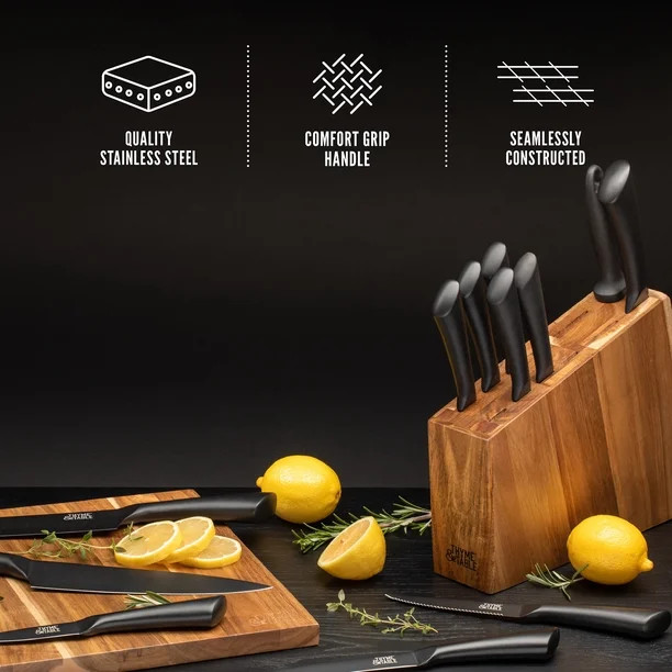 Thyme & Table Knife Set, 13-Piece Kitchen Slim Block Stainless Steel Knife Set | Walmart (US)