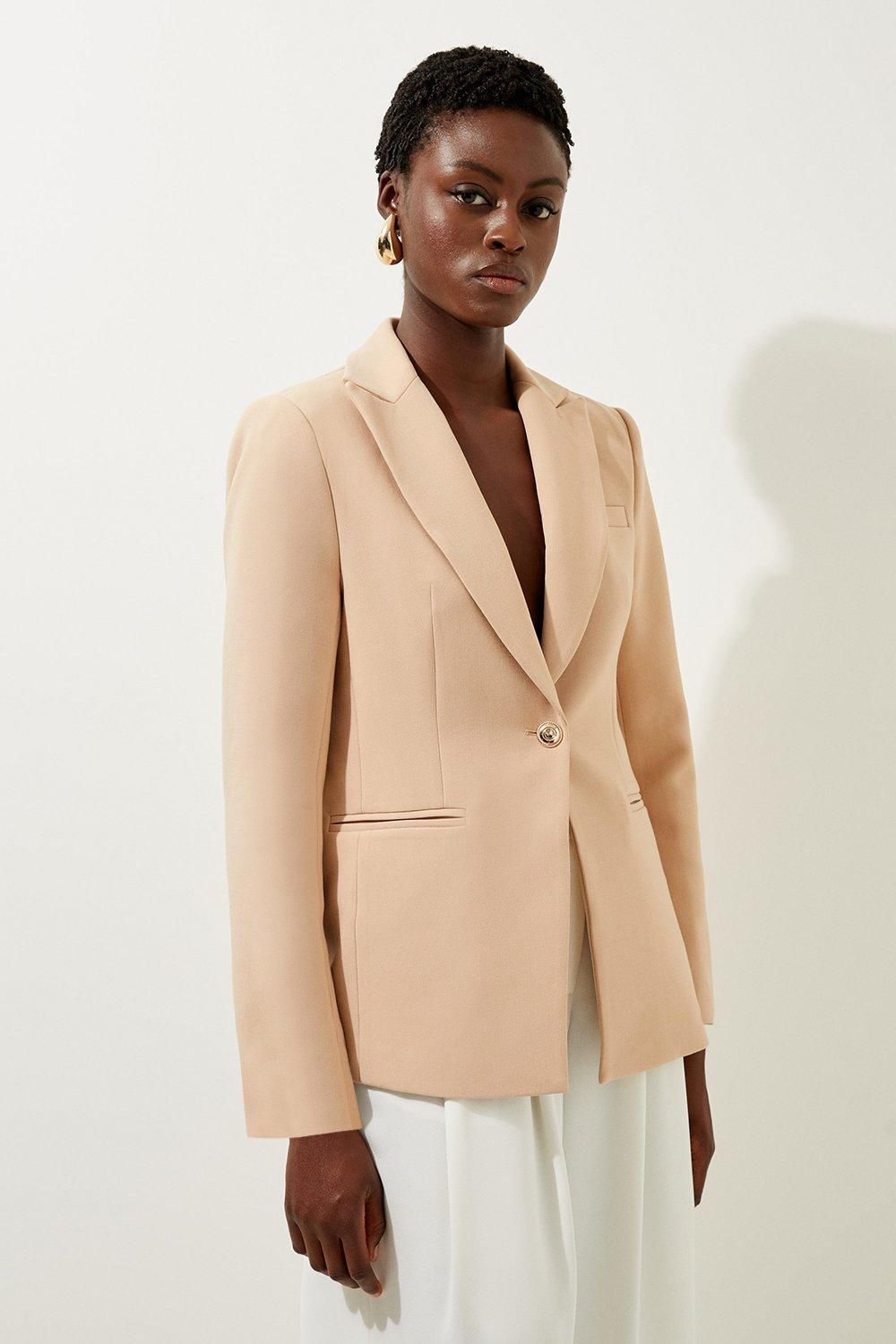 Compact Stretch Essential Single Breasted Tailored Blazer | Karen Millen US