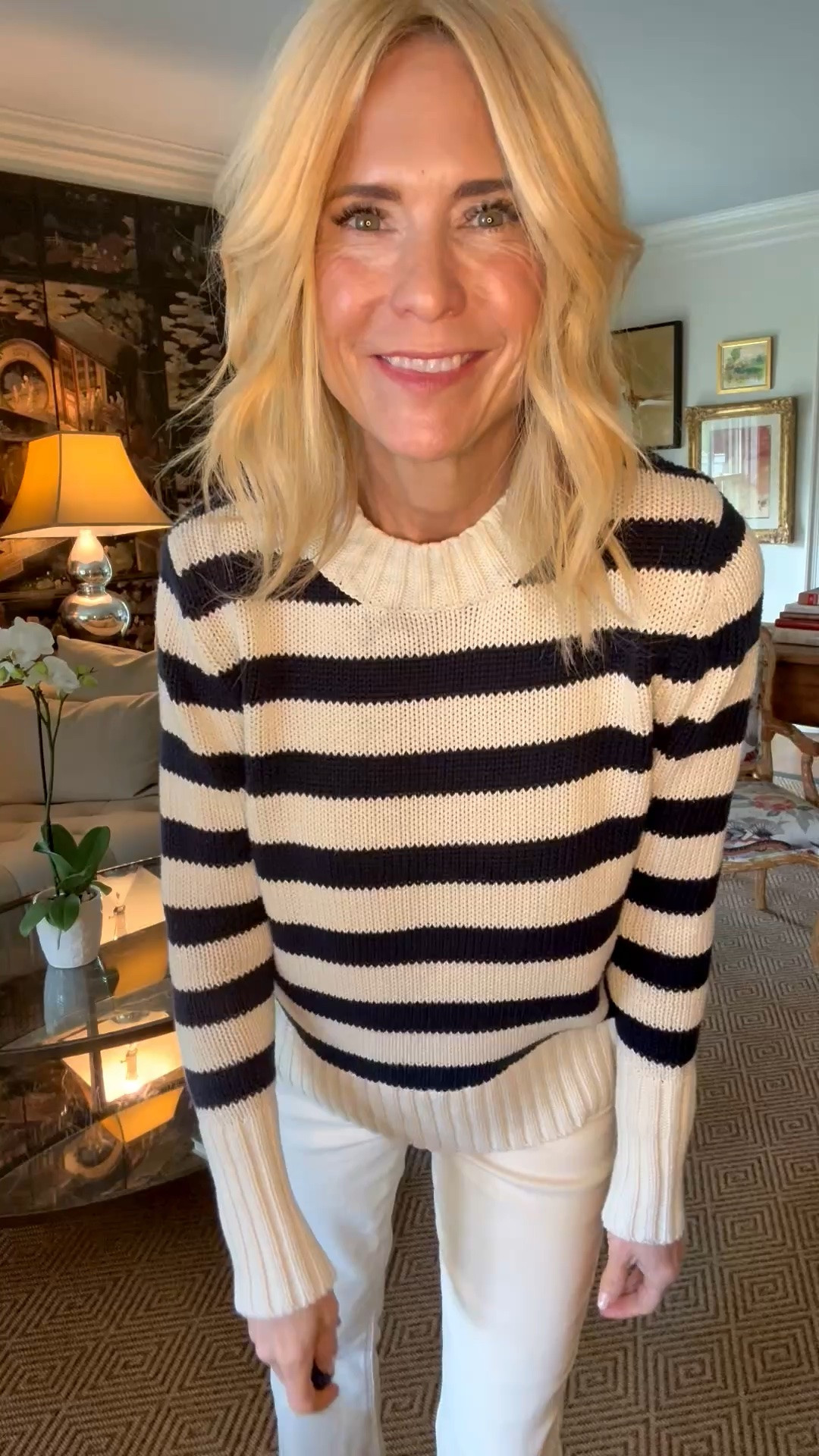 My favorite ivory jeans with navy and red

#LTKootd #LTKOver40 #LTKSeasonal