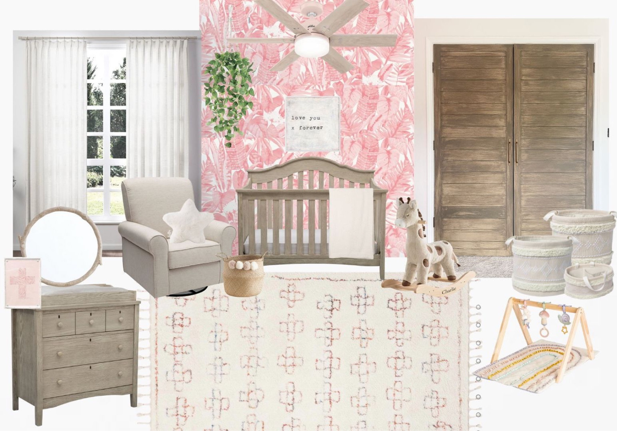 Girl nursery inspo. Bold wallpaper in girl nursery. Pink and wood nursery 

#LTKkids #LTKhome #LTKbaby