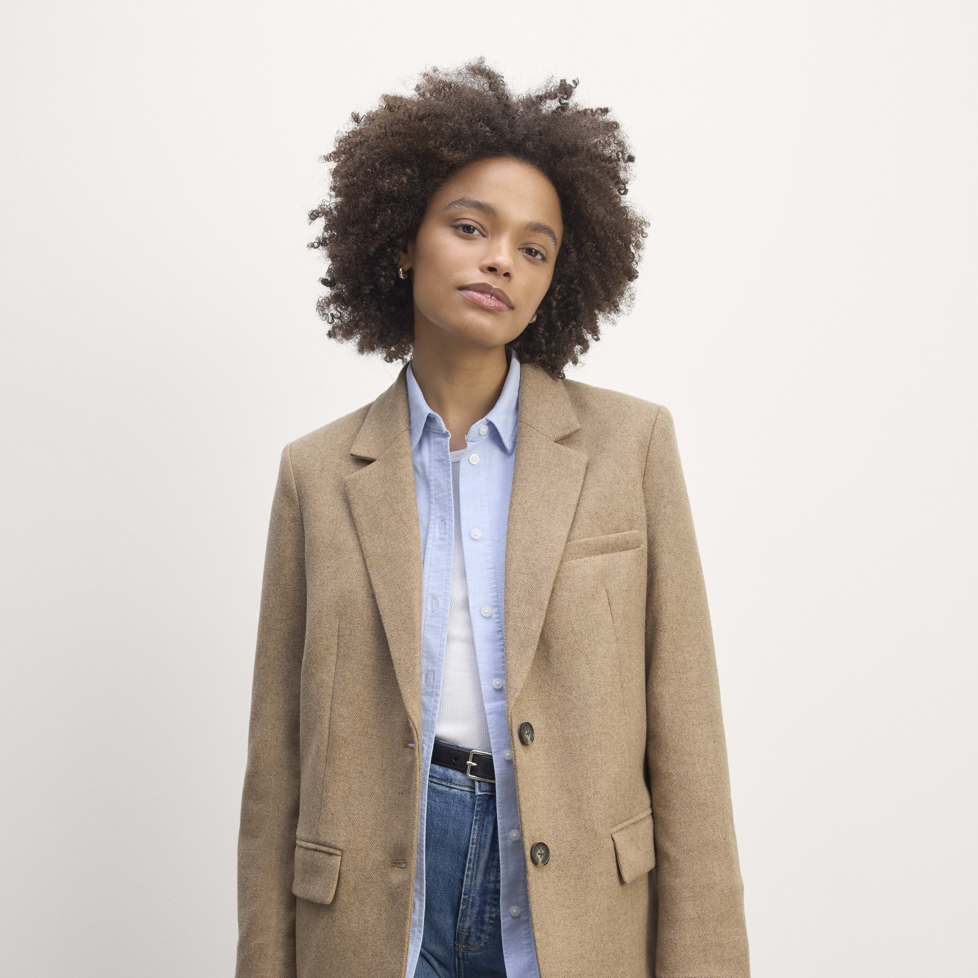 Women's Oversized Blazer in Wool by Everlane in Beige Twill, Size 12 | Everlane