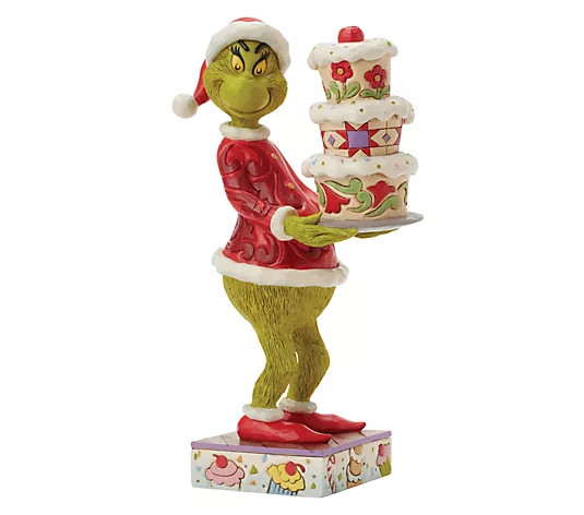 Jim Shore Grinch with Grinchy Cake Figurine 9.3in H - QVC.com | QVC
