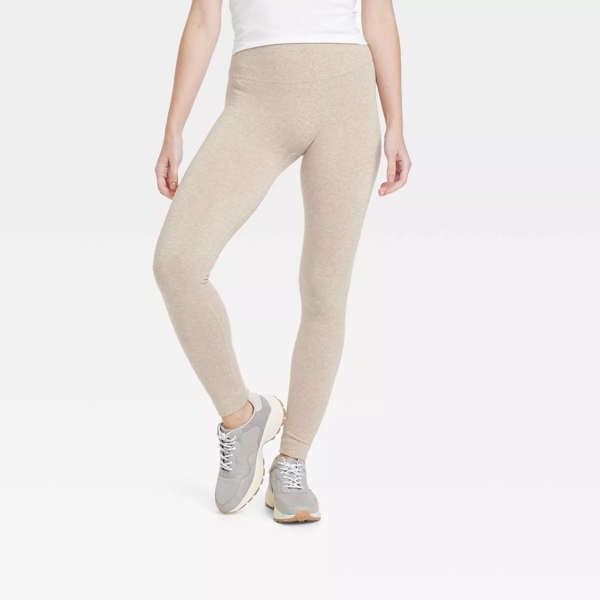 Women's High Waisted Cotton Seamless Fleece Lined Leggings - A New Day™ | Target
