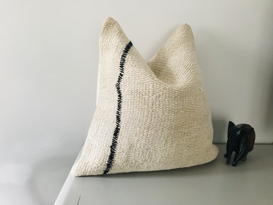 Rustic Kilim Pillow Cover 20x20 | Boho Decor, Tribal Cushion Cover ⇻ Large Turkish Throw Pillow... | Etsy (US)