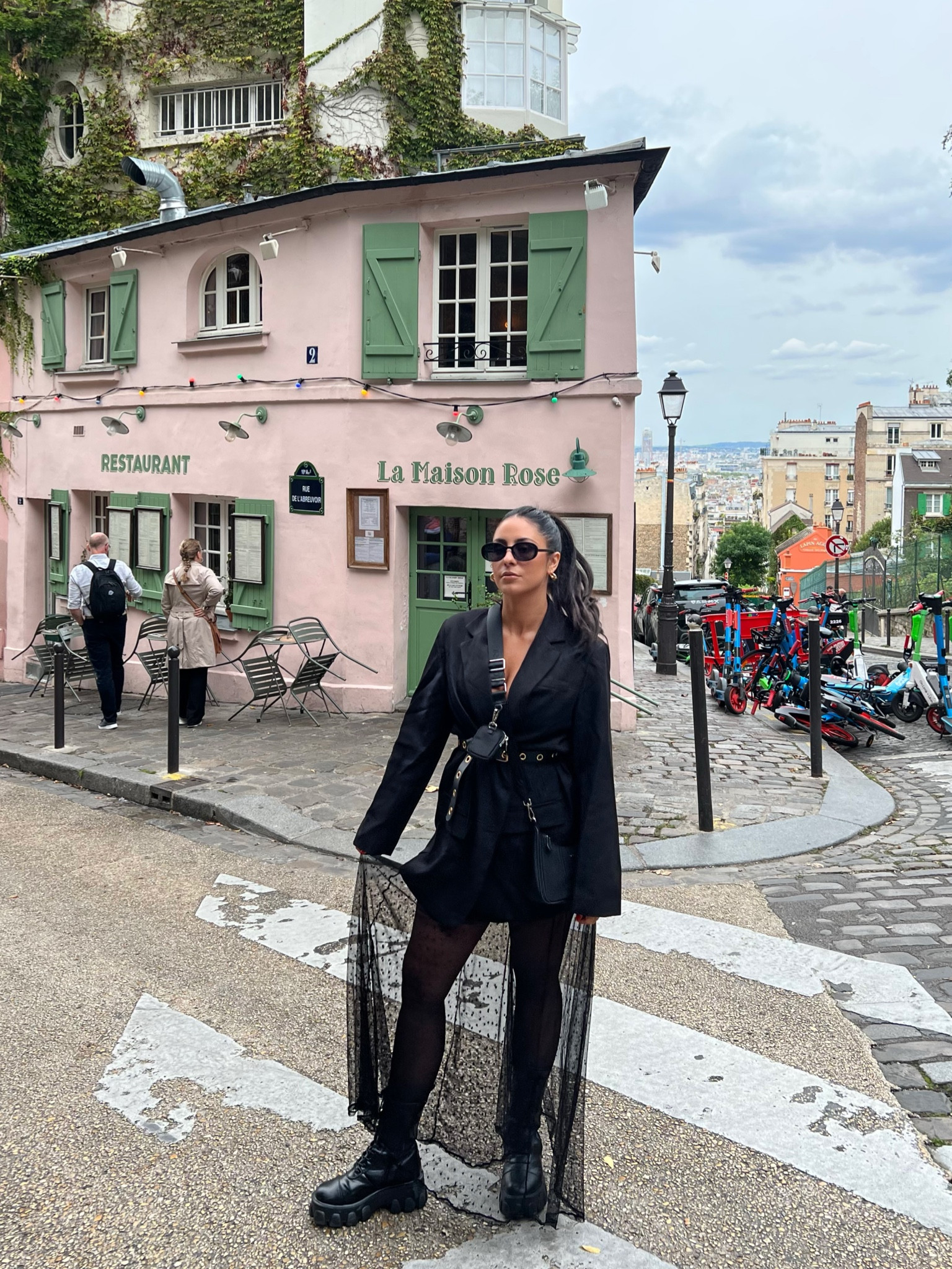Sheer dress- nastygal (linked similar)
Blazer & belt- amazon 
Boots-nastygal 