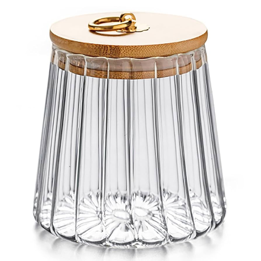 FANTESTICRYAN Glass Coffee Nuts Canister Airtight Storage Jar Petal Decorative Container with Bam... | Amazon (US)