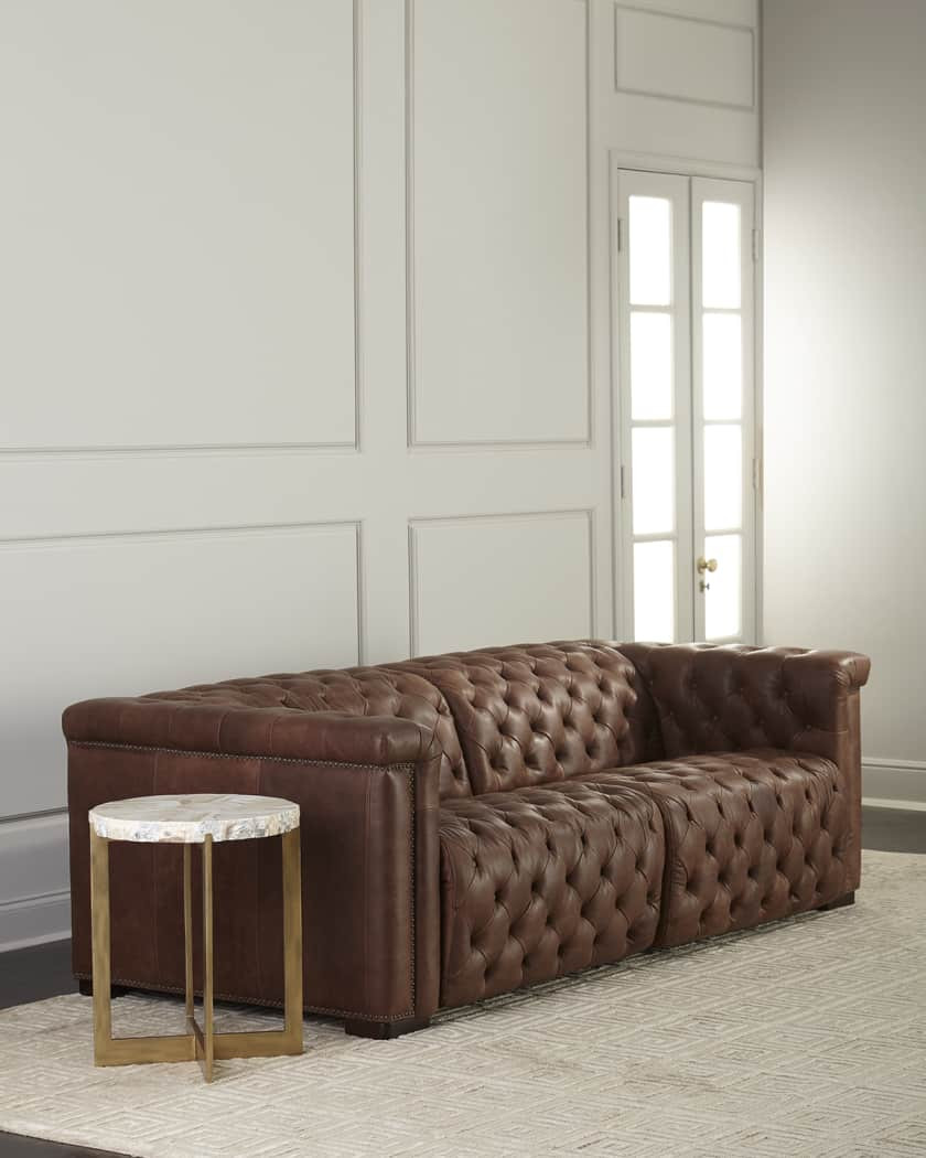 Luca Tufted Leather Motion Sofa, 88" | Neiman Marcus