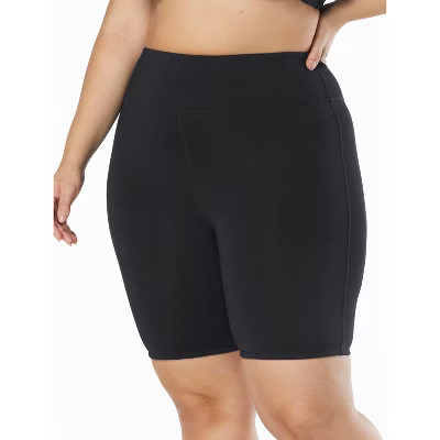 Beach House Sport Plus Size Pace High Waist Biker Short, 16W, Black | Target