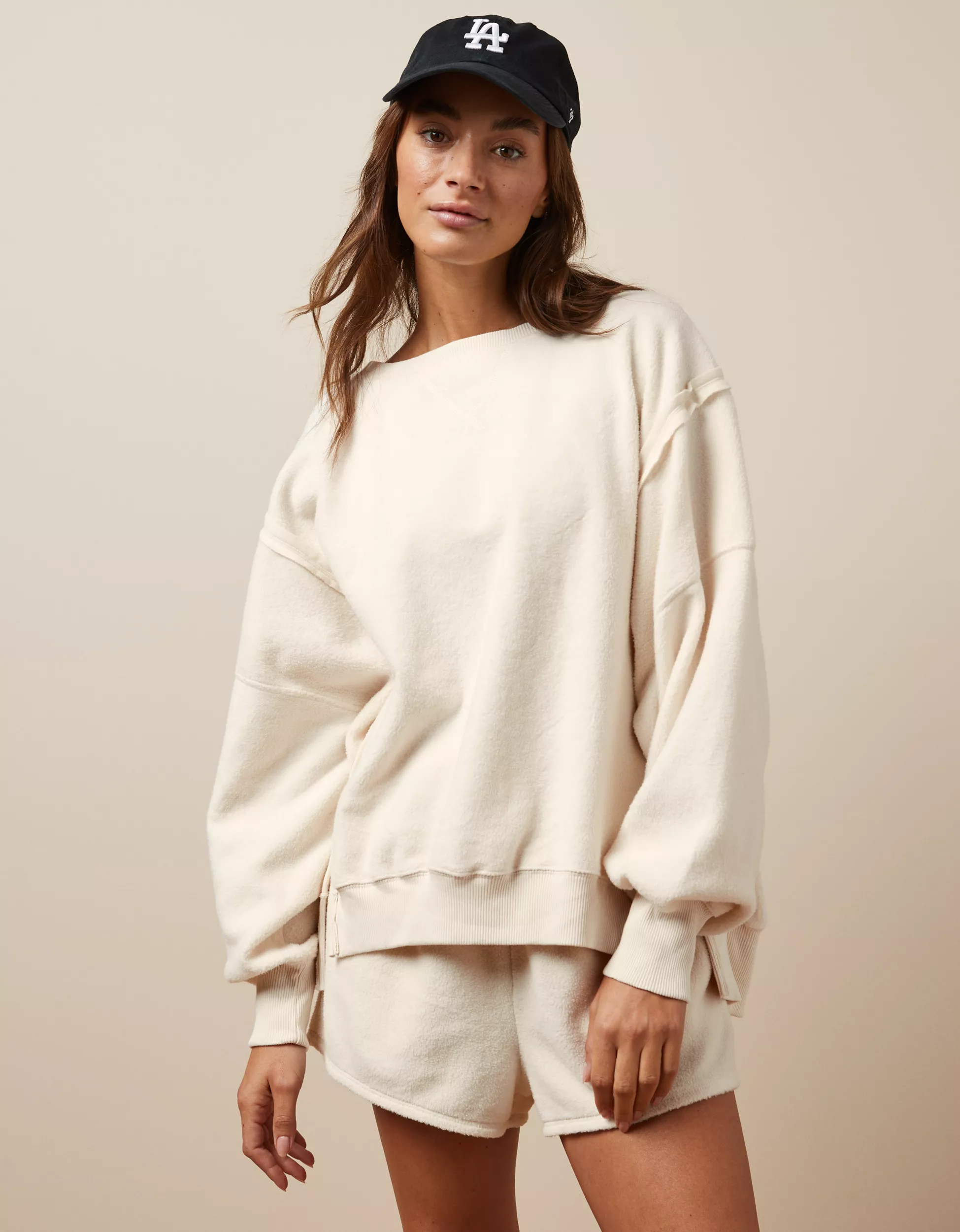 AE Oversized Big Hug Reverse Fleece Sweatshirt | American Eagle Outfitters (US & CA)