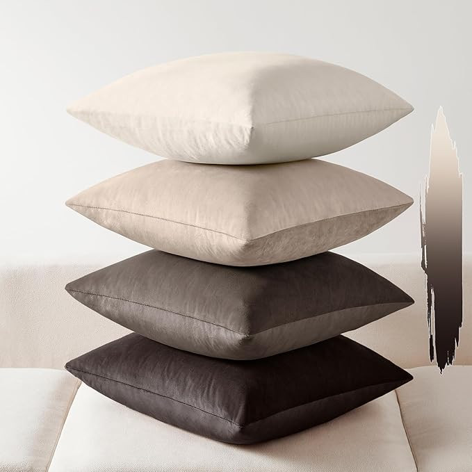 Softalker Throw Pillow Covers Set of 4, Velvet Soft Solid Colors Pillow Covers 18x18 Inch, Decora... | Amazon (US)