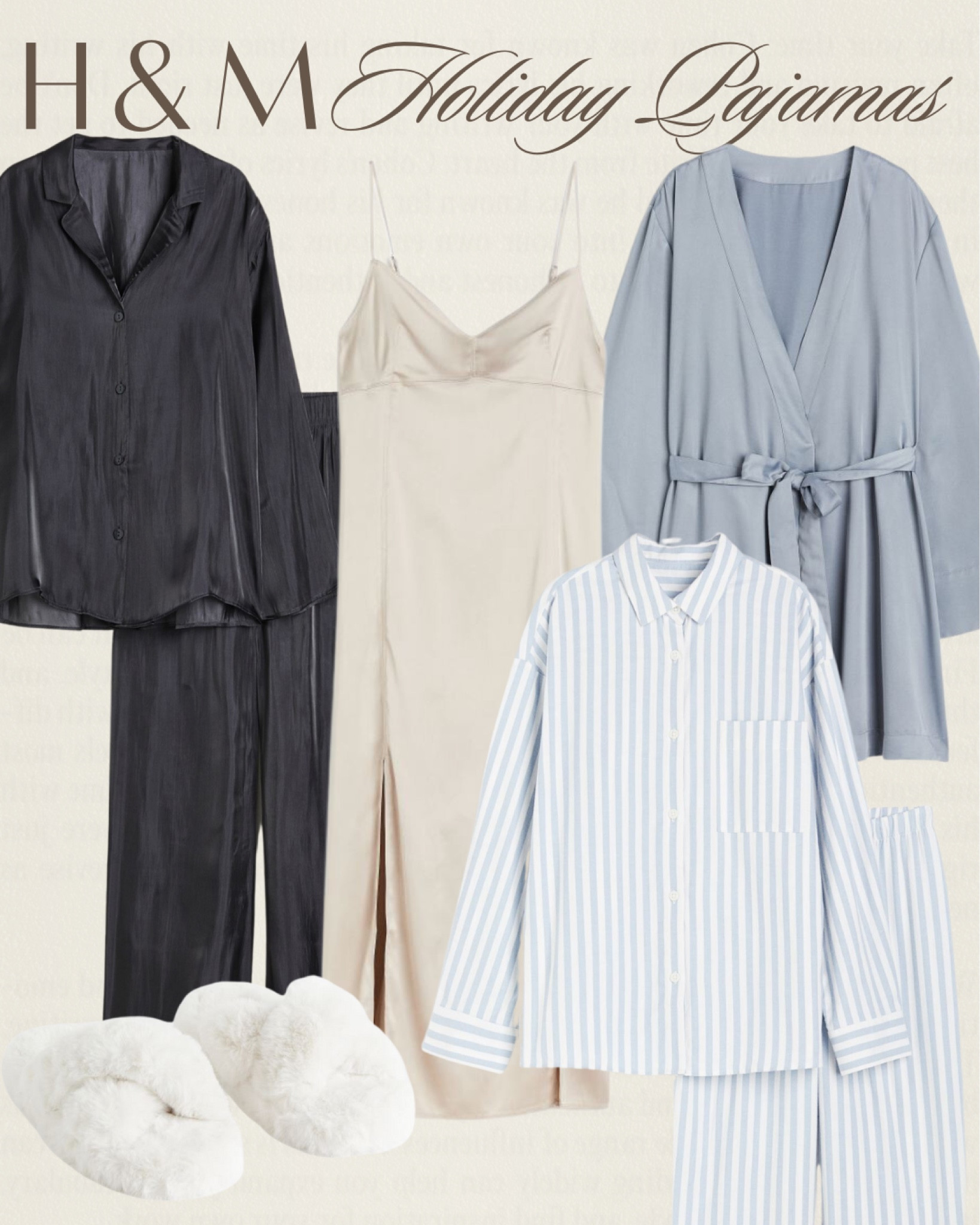 Aesthetic holiday pajamas —

Holiday gift guide, gifts for mom, Christmas pajamas, satin robe, loungewear, slippers

#LTKHoliday #LTKSeasonal #LTKGiftGuide