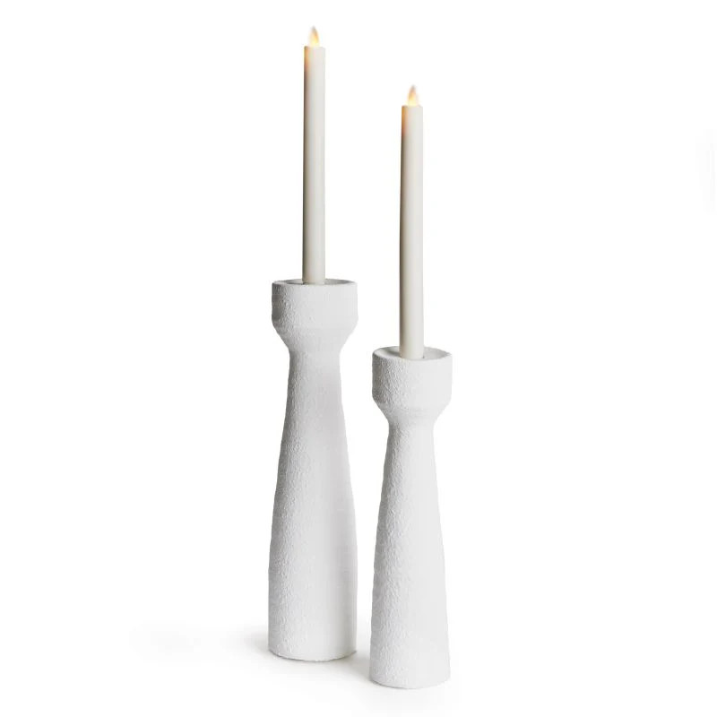 Modern White Matte Candlesticks (2 Sizes) | Linen & Flax Co