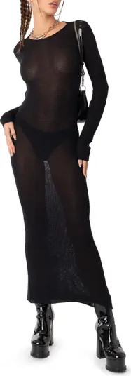 EDIKTED London Open Back Long Sleeve Knit Maxi Dress | Nordstrom | Nordstrom