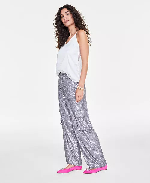 On 34th Women's High Rise Sequin Cargo Pants, Created for Macy's - Macy's | Macy's