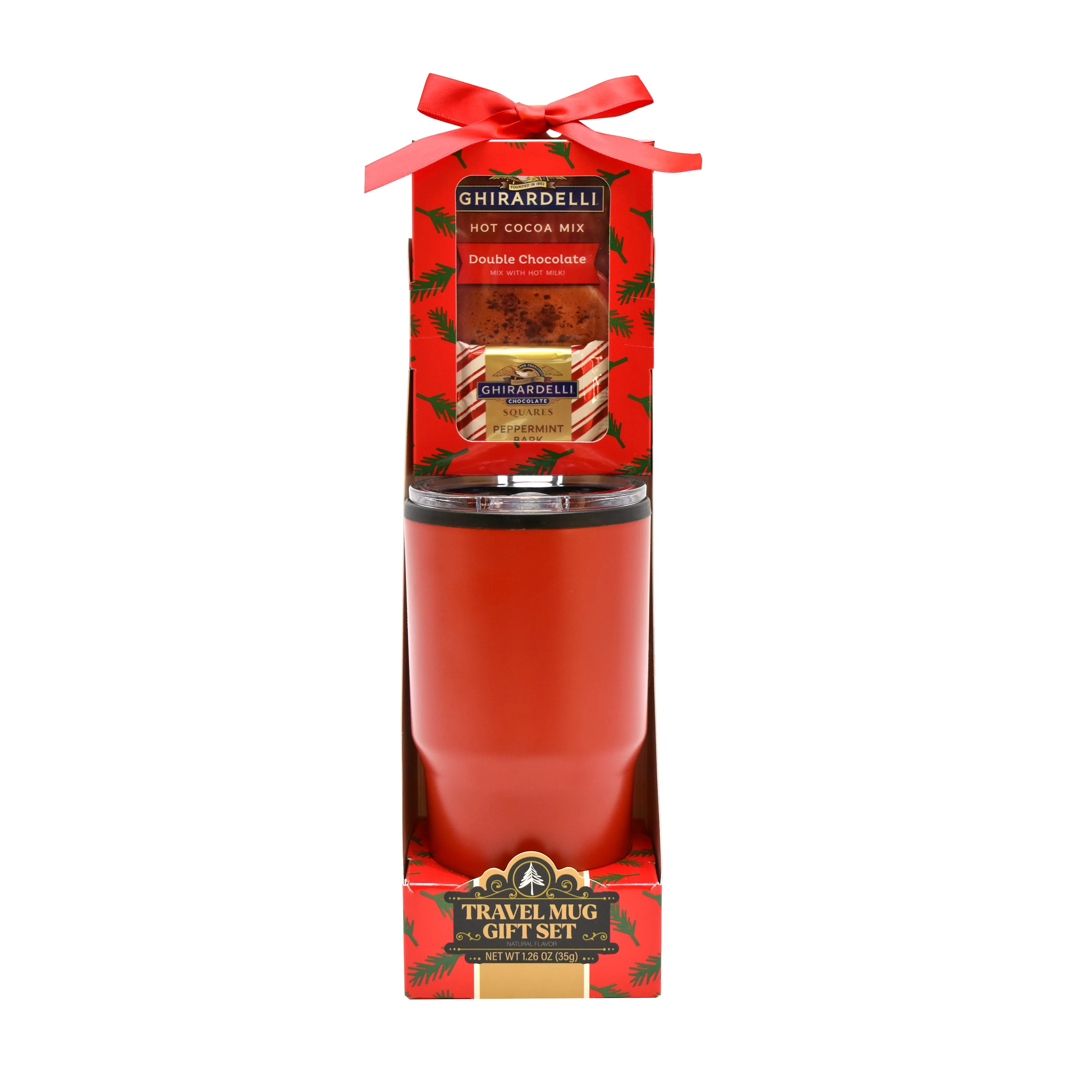 Ghirardelli Cocoa and Chocolate Holiday Gift Set with 22oz Stainless Steel Red Travel Mug, 1.26oz | Walmart (US)