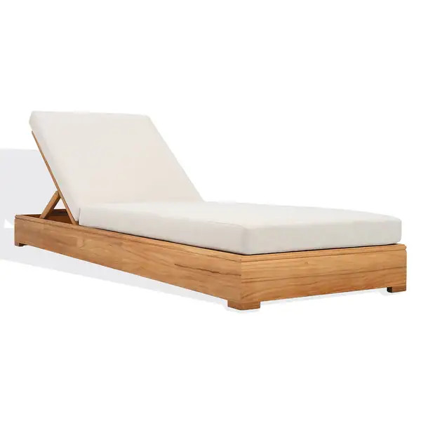 SAFAVIEH Couture Outdoor Patio Furniture Montford Brazilian Teak Chaise Lounge Chair - 81"W x 33"... | Bed Bath & Beyond