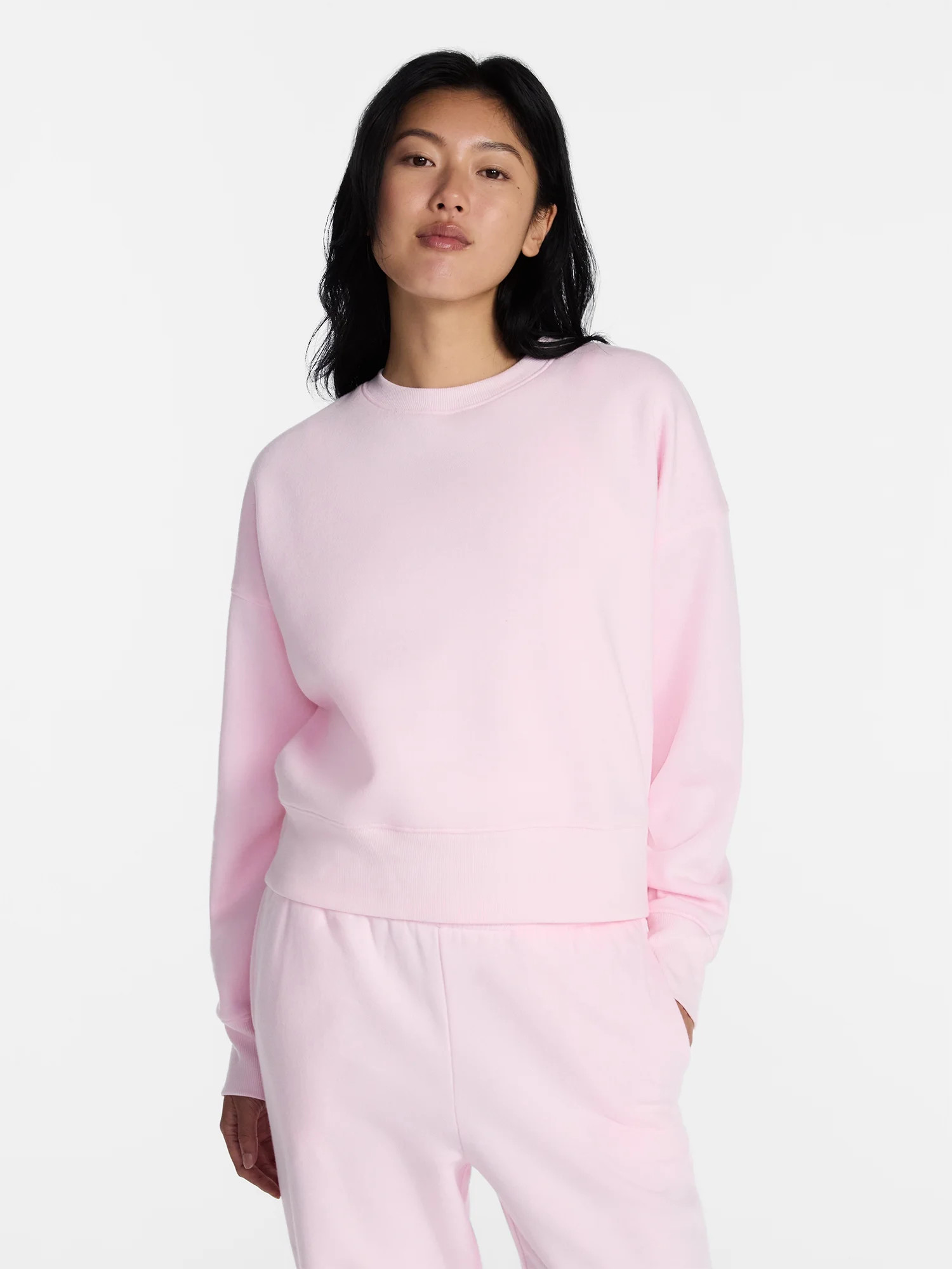 No Boundaries Boxy Fleece Sweatshirt, Midweight, Women's XXS-XXL | Walmart (US)