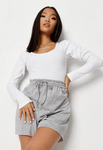 Missguided - White Rib Scoop Neck Bodysuit | Missguided (UK & IE)