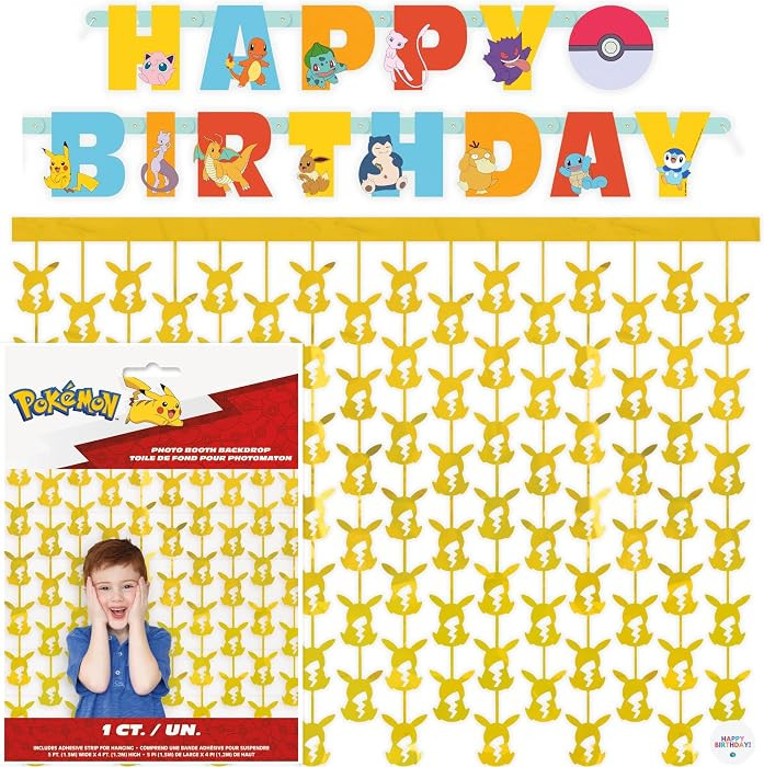 Pokemon Birthday Banner and Hanging Foil Backdrop - Pokemon Birthday Decorations - Themed Party S... | Amazon (US)
