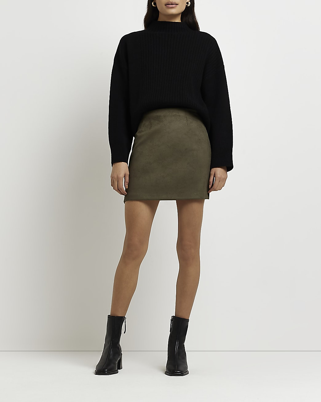 River Island Womens Khaki faux suede mini skirt | River Island (UK & IE)
