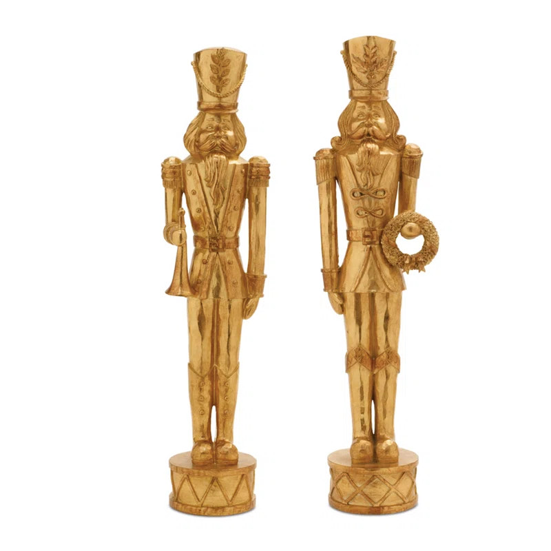 Gold Holiday Nutcracker Statue (Set of 2) | Wayfair North America