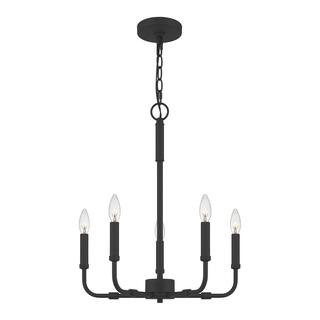 Quoizel Abner 5- Light Matte Black Chandelier ABR5018MBK - The Home Depot | The Home Depot