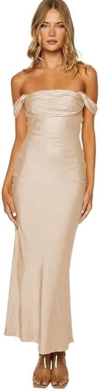 Women's High-end Evening Dress Satin Dress Temperament Elegant One-Step Skirt Bridesmaid Dress | Amazon (US)