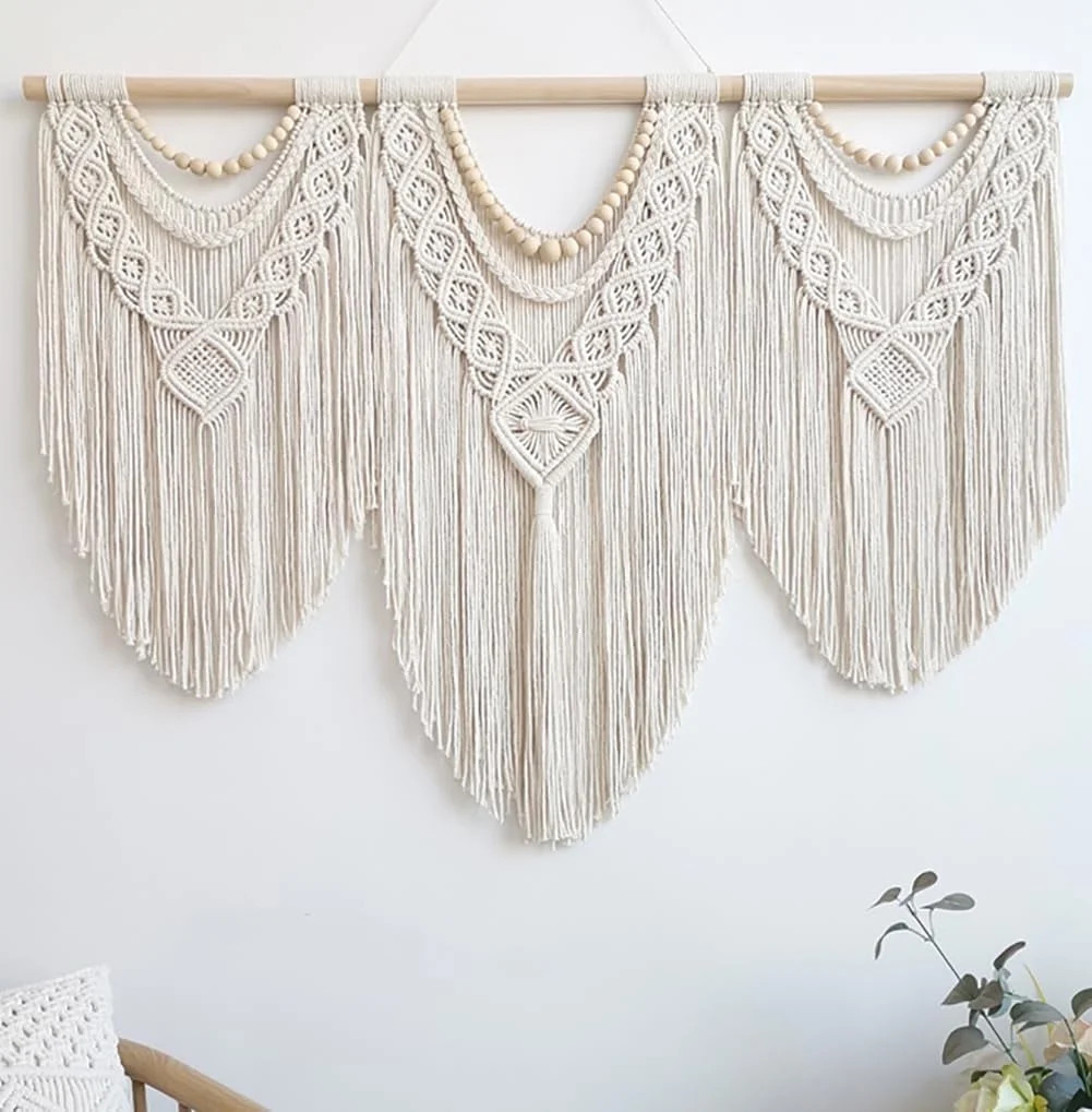 GOSCHE Macrame Wall Hanging Boho Wall Decor for Living Room, 43"*32" Large Cotton Tapestry for Be... | Walmart (US)