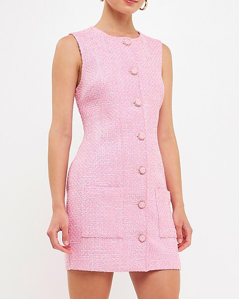 Endless Rose Tweed Sleeveless Shift Dress | Express