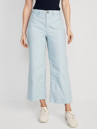 High-Waisted Cropped Wide-Leg Chino Pants for Women | Old Navy (US)