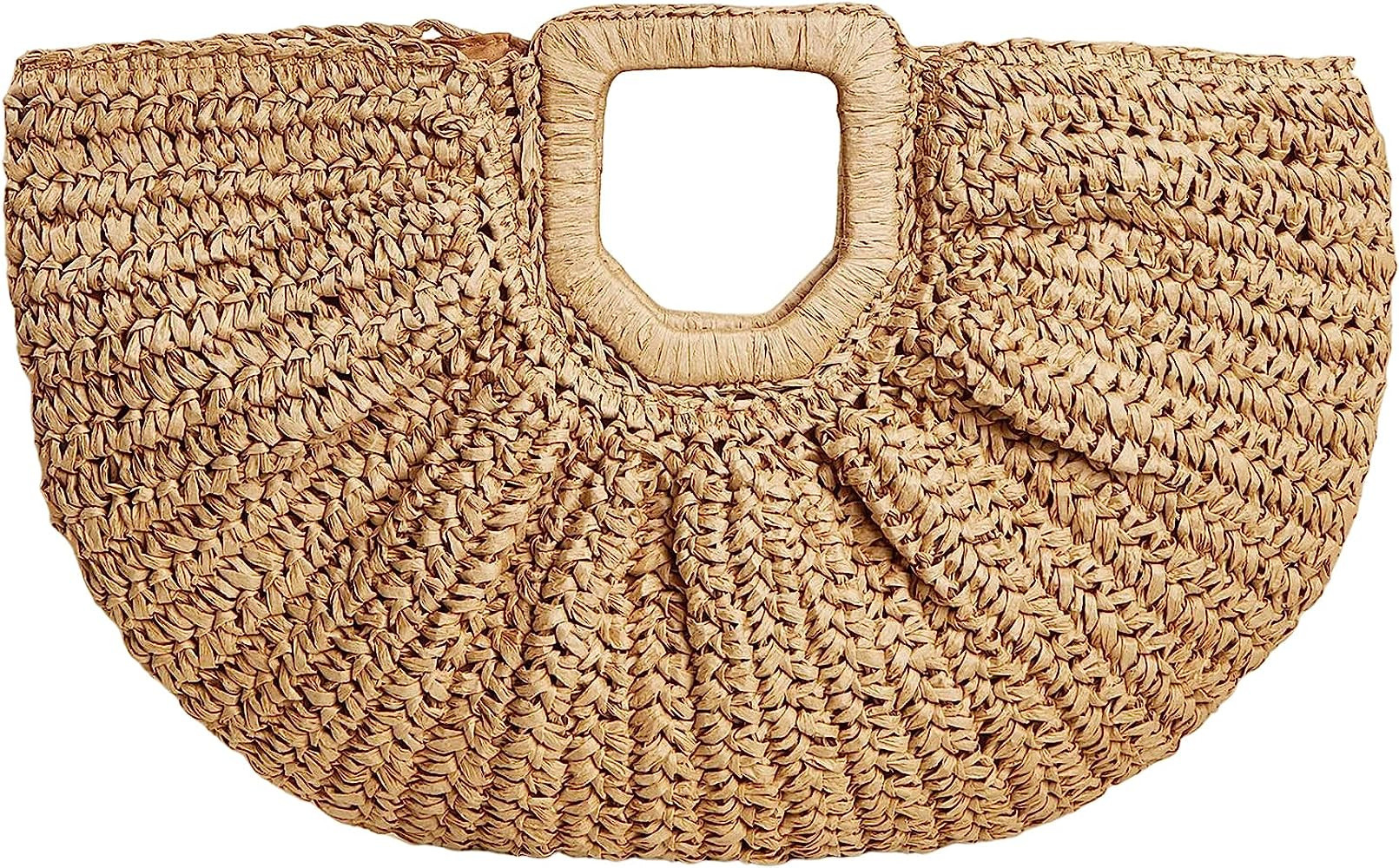 Bandkos Large Straw Bags Women Beach Tote Bag Handwoven Hobo Bag for Summer Bohemian Semi-circula... | Amazon (US)