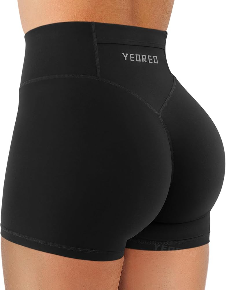 YEOREO Hidden Scrunch Workout Shorts with Pocket 3.5'' Inseam High Waist Gym Yoga Shorts | Amazon (US)