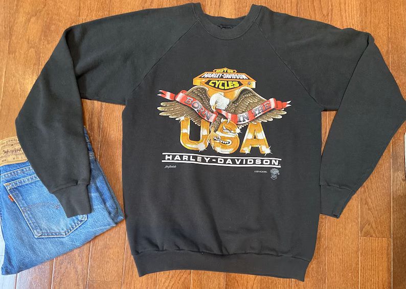 1980's Born in the USA Harley Davidson Crew Neck Sweater | Etsy (US)